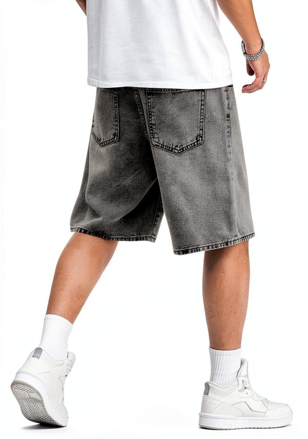 Boys Baggy Jean Shorts Elastic Waist Loose Fit Streetwear-3