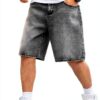 Boys Baggy Jean Shorts Elastic Waist Loose Fit Streetwear-0
