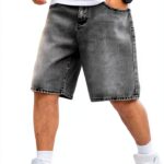 Boys Baggy Jean Shorts Elastic Waist Loose Fit Streetwear-0
