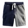 Carters Boys Knit Cargo Shorts 2-Pack Adjustable Drawstring-0