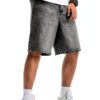 Boys Baggy Jean Shorts Elastic Waist Loose Fit Streetwear-1