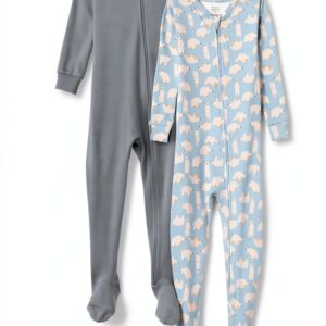 Amazon Essentials Baby Sleepers Cotton Micro-Rib Knit Footed-0