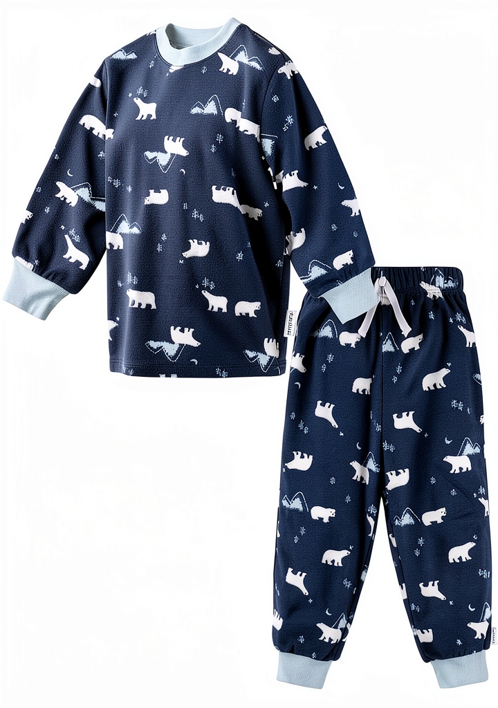 Gerber baby boys pajama set in polar bear print on a neutral background